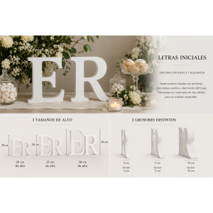 Letras iniciales decorativas personalizadas para bodas y eventos