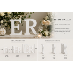Letras iniciales decorativas personalizadas para bodas y eventos